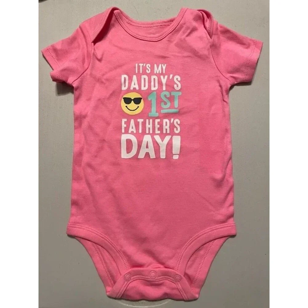 Carters Infant Girl 12mon one piece It’s My Daddy’s 1st Fathers Day outfit pink
